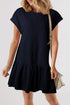 Solid Minimalist Cap Sleeve Ruffle Hem Mini Dress