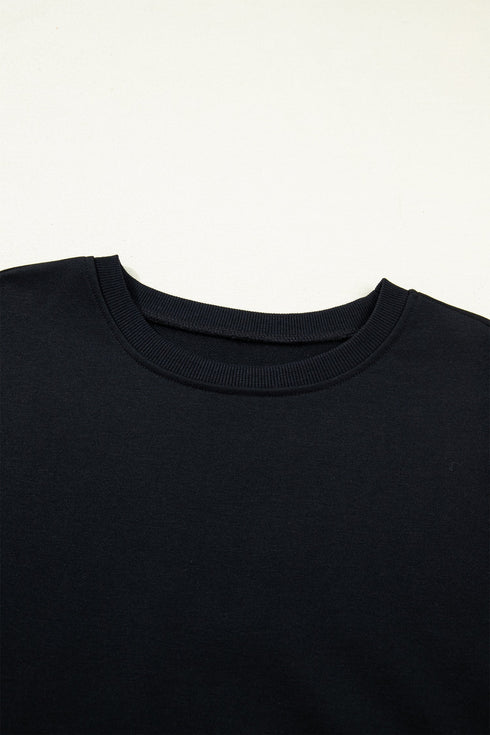 Solid Minimalist Dropped Shoulder Long Sleeve Top