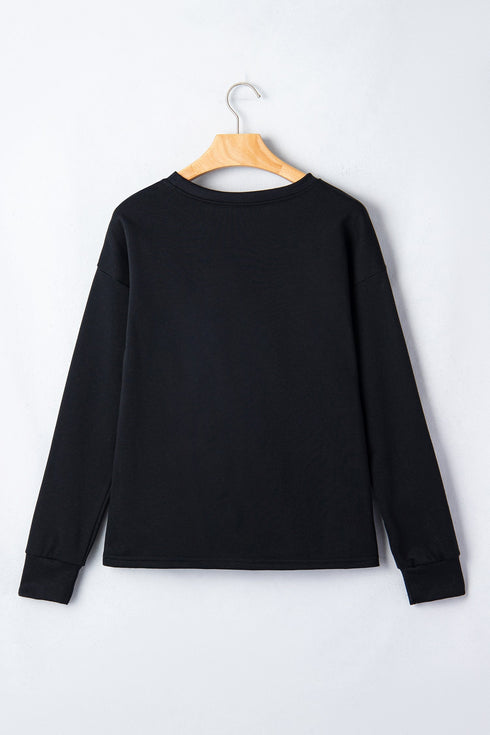 Solid Minimalist Dropped Shoulder Long Sleeve Top