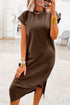 Solid Minimalist Long Slit H Line T Shirt Dress