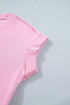 Solid Mixed Fabric Patchwork Drawstring Short Sleeve Mini Dress