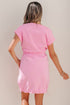 Solid Mixed Fabric Patchwork Drawstring Short Sleeve Mini Dress