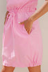 Solid Mixed Fabric Patchwork Drawstring Short Sleeve Mini Dress