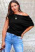 Solid Modern Asymmetrical Neckline Short Sleeve Top