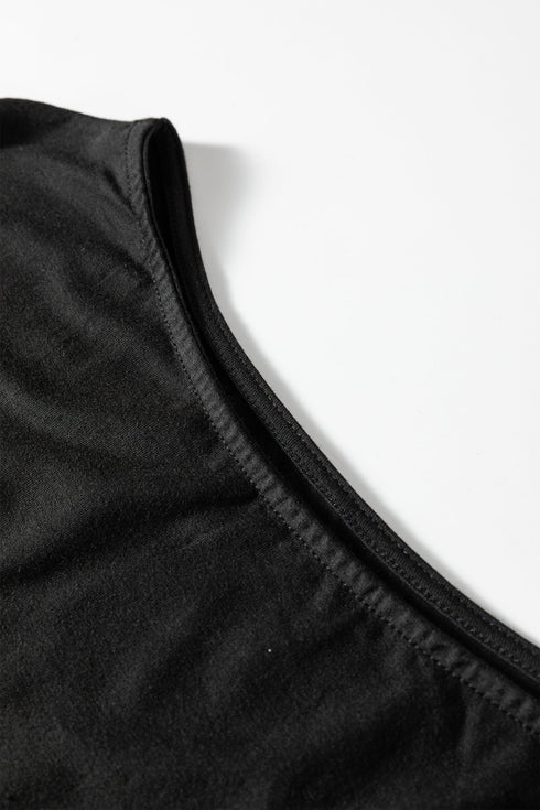 Solid Modern Asymmetrical Neckline Short Sleeve Top