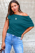 Solid Modern Asymmetrical Neckline Short Sleeve Top