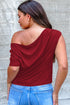 Solid Modern Asymmetrical Neckline Short Sleeve Top