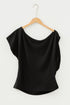 Solid Modern Asymmetrical Neckline Short Sleeve Top