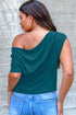 Solid Modern Asymmetrical Neckline Short Sleeve Top