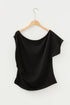 Solid Modern Asymmetrical Neckline Short Sleeve Top