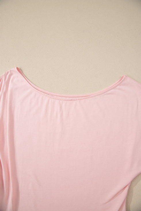 Solid Modern Asymmetrical Neckline Short Sleeve Top