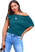 Solid Modern Asymmetrical Neckline Short Sleeve Top