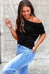 Solid Modern Asymmetrical Neckline Short Sleeve Top
