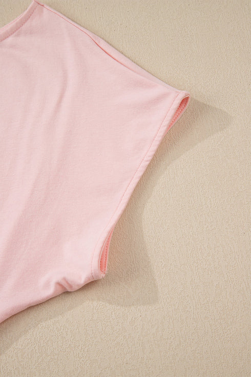 Solid Modern Asymmetrical Neckline Short Sleeve Top