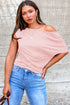 Solid Modern Asymmetrical Neckline Short Sleeve Top