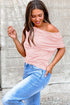 Solid Modern Asymmetrical Neckline Short Sleeve Top