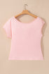Solid Modern Asymmetrical Neckline Short Sleeve Top