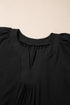Solid Notched Neck Short Sleeve Loose Maxi Dress