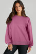 Solid O Neck High Low Hem Pullover Sweatshirt