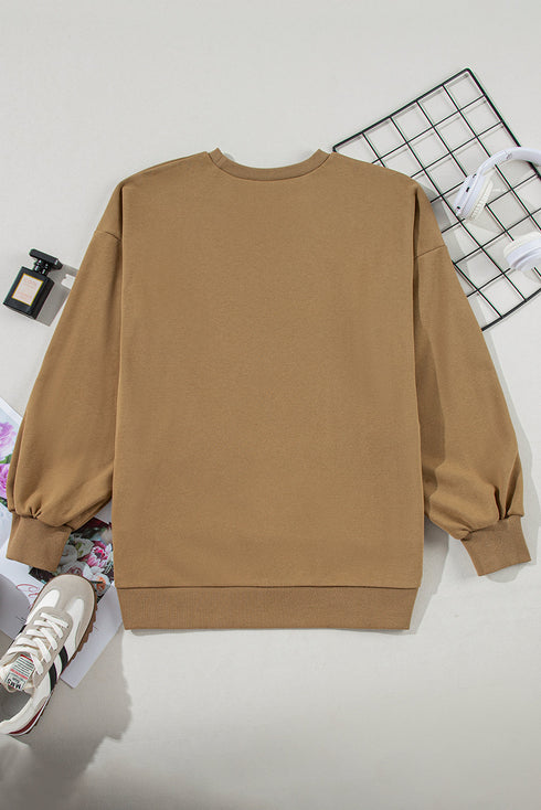 Solid O Neck High Low Hem Pullover Sweatshirt