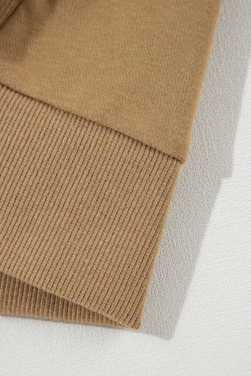 Solid O Neck High Low Hem Pullover Sweatshirt