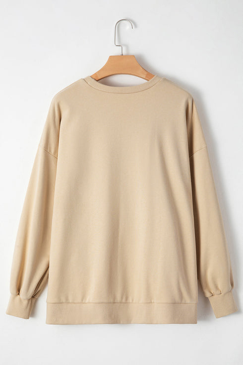 Solid O Neck High Low Hem Pullover Sweatshirt