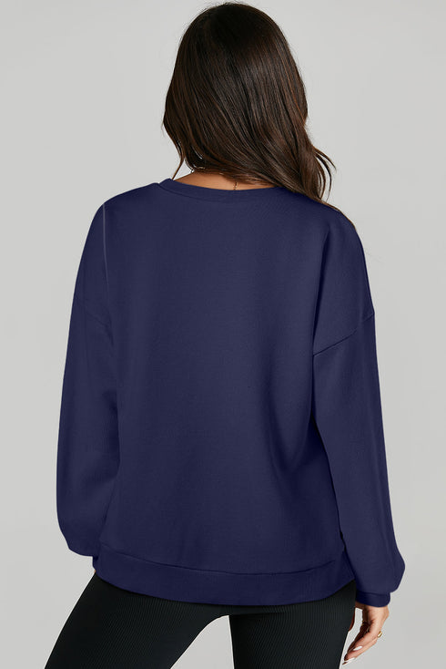Solid O Neck High Low Hem Pullover Sweatshirt