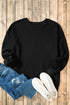 Solid O Neck High Low Hem Pullover Sweatshirt
