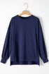 Solid O Neck High Low Hem Pullover Sweatshirt