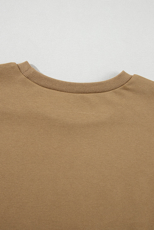 Solid O Neck High Low Hem Pullover Sweatshirt