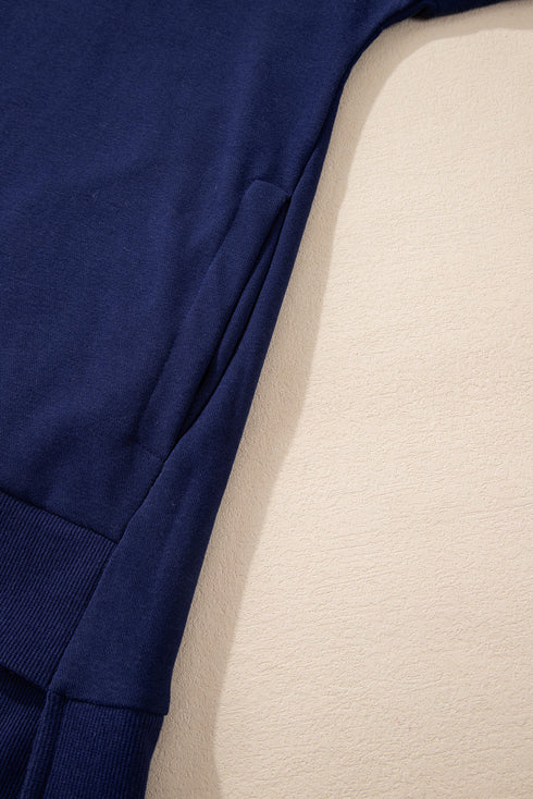 Solid O Neck High Low Hem Pullover Sweatshirt