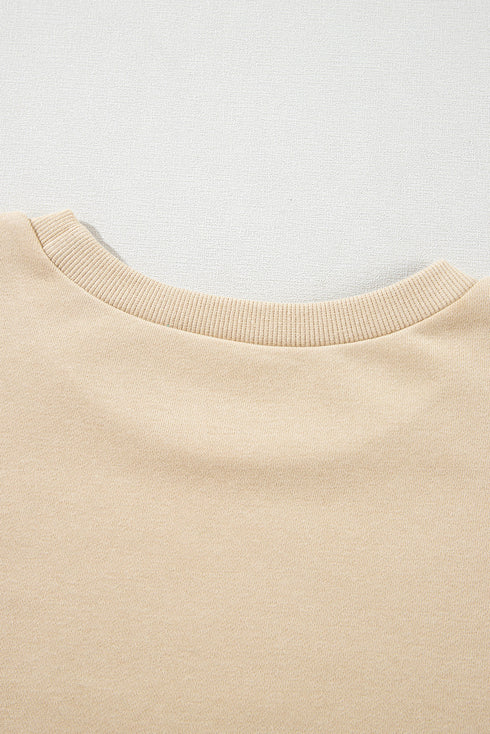 Solid O Neck High Low Hem Pullover Sweatshirt