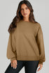Solid O Neck High Low Hem Pullover Sweatshirt