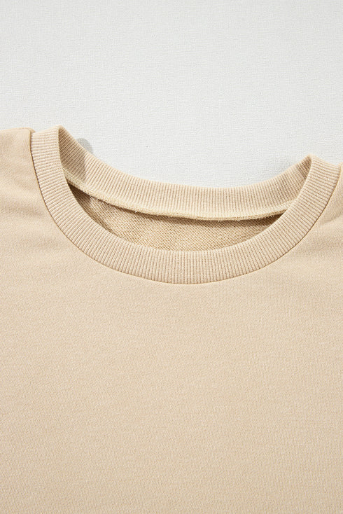 Solid O Neck High Low Hem Pullover Sweatshirt