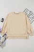 Solid O Neck High Low Hem Pullover Sweatshirt