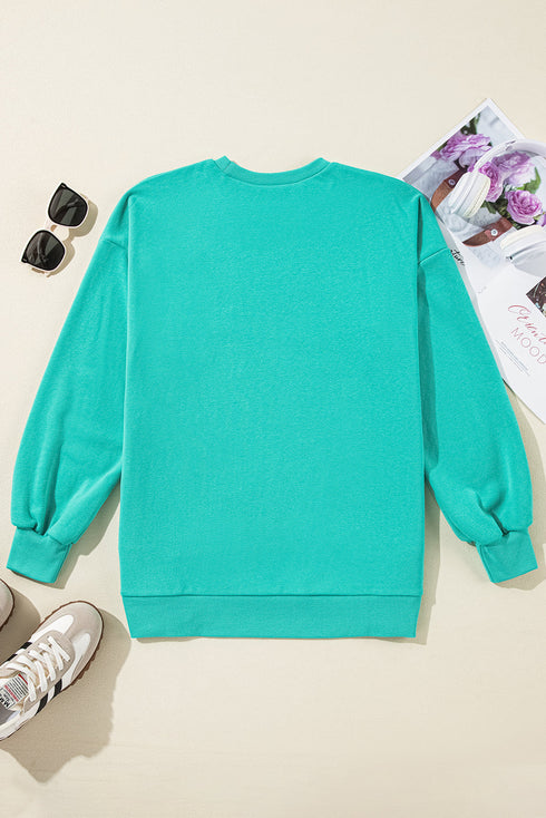 Solid O Neck High Low Hem Pullover Sweatshirt