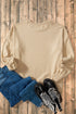 Solid O Neck High Low Hem Pullover Sweatshirt