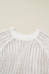 Solid Open Knit Bow Tie Detail Short Sleeve Sweater