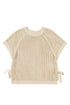 Solid Open Knit Bow Tie Detail Short Sleeve Sweater
