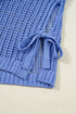 Solid Open Knit Bow Tie Detail Short Sleeve Sweater