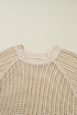 Solid Open Knit Bow Tie Detail Short Sleeve Sweater