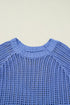 Solid Open Knit Bow Tie Detail Short Sleeve Sweater