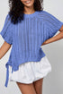 Solid Open Knit Bow Tie Detail Short Sleeve Sweater
