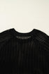 Solid Open Knit Bow Tie Detail Short Sleeve Sweater