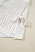 Solid Open Knit Bow Tie Detail Short Sleeve Sweater