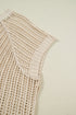 Solid Open Knit Bow Tie Detail Short Sleeve Sweater