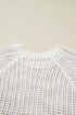 Solid Open Knit Bow Tie Detail Short Sleeve Sweater