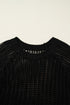 Solid Open Knit Bow Tie Detail Short Sleeve Sweater
