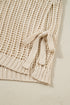 Solid Open Knit Bow Tie Detail Short Sleeve Sweater