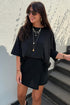 Solid Oversize Tee Tie Wrap Mini Skort Two Piece Set